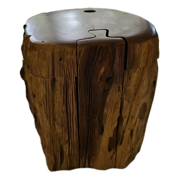 Wooden Rustic Stump Puzzle Box Organizer Jewelry Trinkets Office - Picture 1 of 8